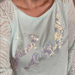 VS Pink love sleeve raglan sequin knit top S